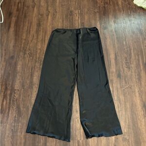 Nicole Miller Black Satin Wide-Leg Pants